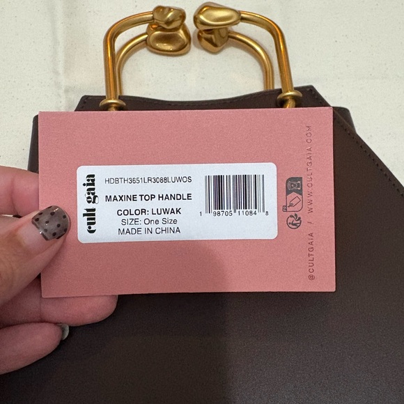 Cult Gaia Maxine Top Handle Bag With Gold Hardware Brown- Luwak NEW - Picture 4 of 4